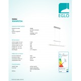 EGLO 96864 | Manresa Eglo visiace svietidlo protiváhové, nastaviteľná výška, regulovateľná intenzita svetla 1x LED 3020lm 3000K matný nikel, saténový