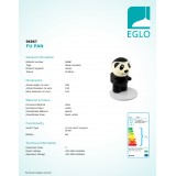 EGLO 96867 | Fu-Pan Eglo stolové svietidlo 19cm prepínač na vedení 1x G4 200lm 2700K biela, čierna