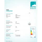 EGLO 96883 | Camborne Eglo visiace svietidlo 1x E27 biela