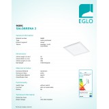 EGLO 96891 | Salobrena-2 Eglo sadrokartónový strop LED panel štvorec regulovateľná intenzita svetla 1x LED 2100lm 4000K biela