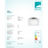 EGLO 96901 | Zarate Eglo zabudovateľné svietidlo štvorec 80mm 1x LED 200lm 3000K biela