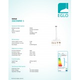 EGLO 96946 | Zacharo Eglo visiace svietidlo 6x E27 2160lm 2200K matný nikel