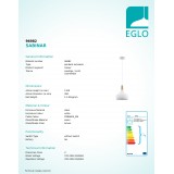 EGLO 96982 | Sabinar Eglo visiace svietidlo 1x E27 biela, hnedá