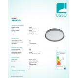 EGLO 97041 | Regasol Eglo stropné svietidlo impulzový prepínač regulovateľná intenzita svetla, nastaviteľná farebná teplota 1x LED 1800lm 2700 - 4000 - 5000K biela, čierna