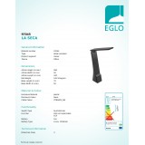 EGLO 97045 | La-Seca Eglo stolové svietidlo 26cm dotykový prepínač s reguláciou svetla regulovateľná intenzita svetla, nastaviteľná farebná teplota, otočné prvky, USB prijímač 1x LED 170lm 3000 <-> 5000K čierna