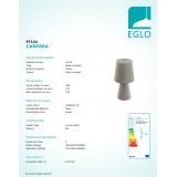 EGLO 97124 | Carpara Eglo stolové svietidlo 34cm prepínač na vedení 2x E14 taupe