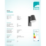 EGLO 97146 | Caldiero Eglo stenové svietidlo 1x E27 IP44 antracit, biela