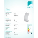 EGLO 97149 | Monteu Eglo stenové svietidlo 1x LED 450lm 3000K IP44 biela