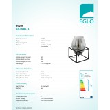 EGLO 97209 | Olival-1 Eglo stolové svietidlo 30,5cm prepínač na vedení 1x E27 čierna, dym