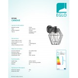 EGLO 97226 | Canove Eglo rameno stenové svietidlo 1x E27 IP44 čierna, priesvitná, saténový