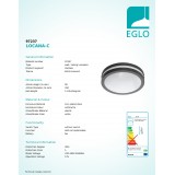 EGLO 97237 | EGLO-Connect-Locana Eglo stenové, stropné múdre osvetlenie kruhový regulovateľná intenzita svetla 1x LED 1400lm 3000K IP44 antracit, biela