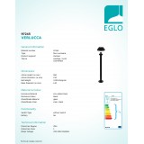 EGLO 97245 | Verlucca Eglo stojaté svietidlo 99cm 1x E27 IP44 čierna, priesvitná
