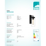 EGLO 97261 | Bovolone Eglo rameno stenové svietidlo 1x E27 IP44 čierna, priesvitná