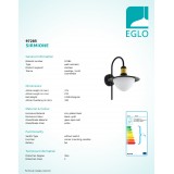 EGLO 97285 | Sirmione Eglo rameno stenové svietidlo 1x E27 IP44 čierna, zlatý, biela