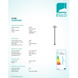 EGLO 97288 | Sirmione Eglo stojaté svietidlo 220cm 3x E27 IP44 čierna, zlatý, biela
