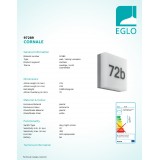 EGLO 97289 | Cornale Eglo stenové svietidlo svetelný senzor - súmrakový spínač 1x LED 820lm 3000K IP44 antracit, biela