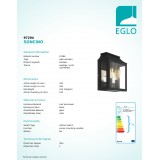 EGLO 97294 | Soncino Eglo stenové svietidlo 2x E27 IP44 čierna, priesvitná