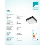 EGLO 97295 | EGLO-Connect-Piove Eglo stenové, stropné múdre osvetlenie štvorec regulovateľná intenzita svetla 1x LED 1400lm 3000K IP44 čierna, biela