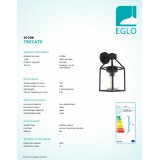 EGLO 97296 | Trecate Eglo rameno stenové svietidlo 1x E27 IP44 čierna, priesvitná