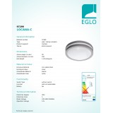 EGLO 97299 | EGLO-Connect-Locana Eglo stenové, stropné múdre osvetlenie kruhový regulovateľná intenzita svetla 1x LED 1400lm 3000K IP44 strieborný, biela