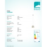 EGLO 97392 | Laurina Eglo visiace svietidlo 1x E27 biela, pomaranč