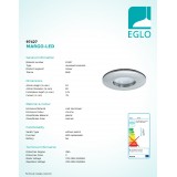 EGLO 97427 | Margo-LED Eglo zabudovateľné svietidlo Ø82mm 1x LED 400lm 3000K IP65 chróm, saténový