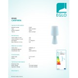 EGLO 97432 | Carpara Eglo stolové svietidlo 47cm prepínač na vedení 2x E27 pastelovo svetlomodrá