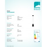 EGLO 97443 | Savignano Eglo visiace svietidlo 1x E27 čierna, biela