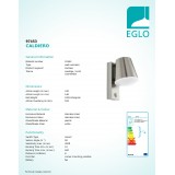EGLO 97453 | Caldiero Eglo stenové svietidlo pohybový senzor 1x E27 IP44 zušľachtená oceľ, nehrdzavejúca oceľ, biela