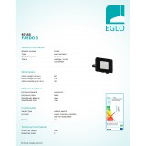 EGLO 97455 | Faedo Eglo svetlomet svietidlo štvorec otočné prvky 1x LED 900lm 4000K IP65 čierna, priesvitná