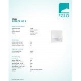 EGLO 97464 | Eglo pohybový senzor PIR 180° štvorec otočné prvky IP44 biela