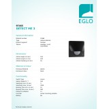 EGLO 97465 | Eglo pohybový senzor PIR 180° štvorec otočné prvky IP44 čierna
