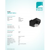 EGLO 97467 | Eglo pohybový senzor PIR 360° svetelný senzor - súmrakový spínač IP44 čierna