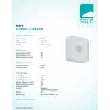 EGLO 97475 | Eglo pohybový senzor PIR 120° múdre osvetlenie štvorec batérie/akumulátorové IP44 biela