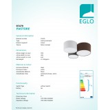 EGLO 97479 | Pastore Eglo stropné svietidlo 3x E27 biela, hnedá, sivé