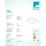 EGLO 97501 | Sarsina Eglo stropné LED panel kruhový regulovateľná intenzita svetla 1x LED 2200lm 4000K biela