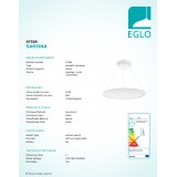 EGLO 97505 | Sarsina Eglo visiace LED panel kruhový regulovateľná intenzita svetla 1x LED 5500lm 4000K biela
