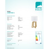 EGLO 97516 | Chietino-1 Eglo stolové svietidlo 44cm prepínač na vedení 1x E27 chróm, biela, hnedá
