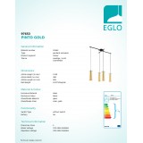 EGLO 97653 | Pinto-Gold Eglo visiace svietidlo 4x E27 čierna, priesvitná, zlatý