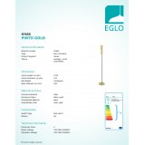 EGLO 97655 | Pinto-Gold Eglo stojaté svietidlo 147cm nožný vypínač 1x E27 čierna, priesvitná, zlatý