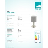 EGLO 97675 | Concessa Eglo stolové svietidlo kruhový 30cm prepínač na vedení 1x E27 matný nikel, sivé