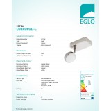 EGLO 97714 | EGLO-Connect-Corropoli Eglo spot múdre osvetlenie regulovateľná intenzita svetla, nastaviteľná farebná teplota, meniace farbu, otočné prvky, na diaľkové ovládanie 1x LED 600lm 2700 <-> 6500K matný nikel, biela