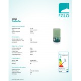 EGLO 97763 | Tabara Eglo stolové svietidlo hriadeľ 25,5cm prepínač na vedení 1x LED 540lm 3000K biela, zelená, čierna