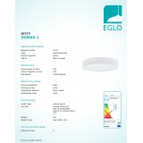 EGLO 97777 | Romao Eglo stropné svietidlo kruhový diaľkový ovládač regulovateľná intenzita svetla, nastaviteľná farebná teplota, časový spínač, nočné svetlo 1x LED 4000lm 3000 <-> 5000K biela