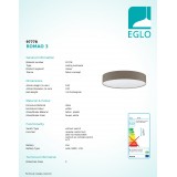 EGLO 97778 | Romao Eglo stropné svietidlo kruhový diaľkový ovládač regulovateľná intenzita svetla, nastaviteľná farebná teplota, časový spínač, nočné svetlo 1x LED 4000lm 3000 <-> 5000K biela, taupe