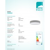 EGLO 97779 | Romao Eglo stropné svietidlo kruhový diaľkový ovládač regulovateľná intenzita svetla, nastaviteľná farebná teplota, časový spínač, nočné svetlo 1x LED 4000lm 3000 <-> 5000K biela, sivé