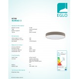 EGLO 97783 | Romao Eglo stropné svietidlo kruhový diaľkový ovládač regulovateľná intenzita svetla, nastaviteľná farebná teplota, časový spínač, nočné svetlo 1x LED 5800lm 3000 <-> 5000K biela, taupe