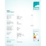 EGLO 97812 | EGLO-Connect-Frattina Eglo visiace múdre osvetlenie regulovateľná intenzita svetla, nastaviteľná farebná teplota, meniace farbu, na diaľkové ovládanie 1x LED 3400lm 2700 <-> 6500K matný nikel, biela