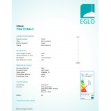 EGLO 97814 | EGLO-Connect-Frattina Eglo stojaté múdre osvetlenie 181,5cm nožný vypínač regulovateľná intenzita svetla, nastaviteľná farebná teplota, meniace farbu, na diaľkové ovládanie 1x LED 2300lm 2700 <-> 6500K matný nikel, biela