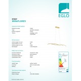 EGLO 97837 | Miraflores Eglo visiace svietidlo 2x LED 3400lm 3000K zlatý, biela